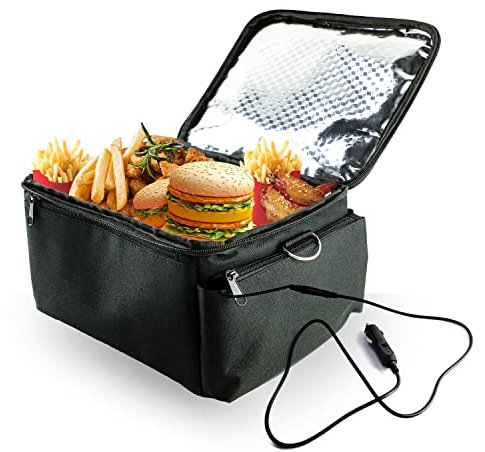 VAJOOCLL 12V Electric Lunch Box for Car Food Warmer 110W Mini Portable Oven for Business Trip/Fishing/Family Travel/Camping/Picnic，Mini Oven for Meals Reheat