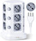 KOOSLA Ciabatta Elettrica con 12 Prese Universali ITA 10/16A e Schuko e 6 slot USB-A(4000W/16A), Multipresa verticale protezione sovratensione con 3 interruttori indipendenti, 2M Cavo, Bianco