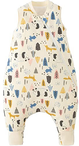 Duomiaomiao Baby Schlafsack mit füßen, Schlafsack mit füßen ganzjahres, 100% Baumwolle,Schlafsack mit füße 1.5 Tog, Sommer mit Beinen für Jungen und Mädchen