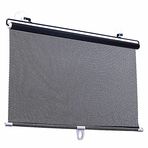 KGUDYS Sonnenschutz rollos, Rollos mit Saugnäpf, Isolations-Verdunkelungsrollos, UV-Schutz, Fensterrollo Rollo,ideal für Auto, Zuhause, tragbare Sonnenschutzrollos,blackpolkadots-50x125cm/19.7x49.2in