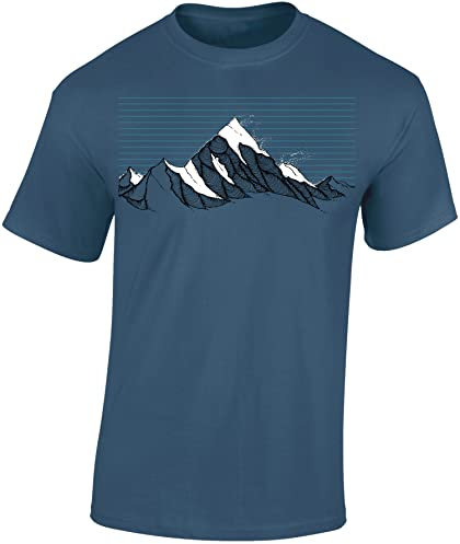 Baddery Wander Tshirt Herren : Bergwind - Kletter T-Shirt Männer - Geschenk für Wanderfreunde - Bergsteiger Ausrüstung (Denim Blue 4XL)