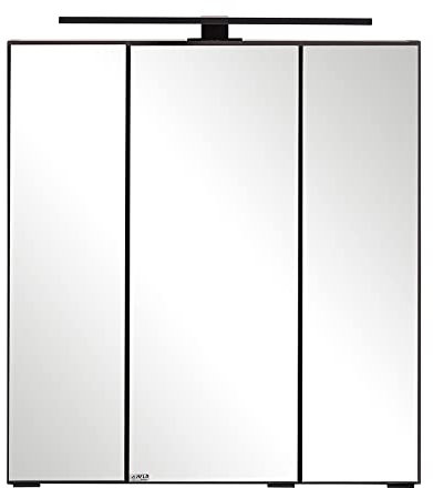 Lomadox Spiegelschrank Bad mit Beleuchtung 60 cm 3 türig Badezimmer in dunkelgrau, B/H/T ca. 60/64/20 cm