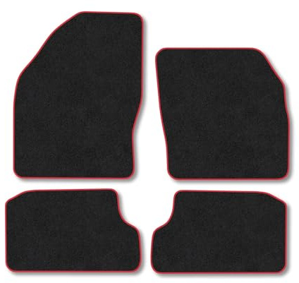 Ford Focus (2005-2011) [MK2] Car Mats Accessories Tailored Fit Carpet Floor Mats Non Slip Red Trim Accessory Compatible Front Rear Set Anti Slip Backing Custom Fit Hand-Finished Full Coverage