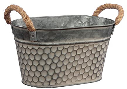 RiloStore Pflanzschale Boat 24x10x14cm Blumentopf h158 grau Schale oval Jardiniere Kunststoff Bleioptik Gartendeko Pflanzkübel Nostalgie Vintage