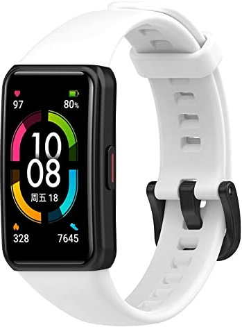 FTRONGRT Correa para Huawei Band 6 Pro, Flexible Silicona Reloj de Recambio Ajustable Brazalete Smart Watch Correa.-Blanco