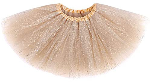 Tutu Skirts for Girls Layered Tulle Ballet Skirt Puffy Princess Fairy Dress for Daily Wear Dance Performance Christmas Halloween New Year Birthday Theme Party Costume for Girls 2-9 Years (Champagne)