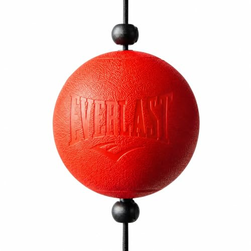 Everlast Powerlock Balle Réflexe Double Ancrage (Rouge) | Hauteur et tension réglables, réflexes, coordination, précision, installation simple, adulte