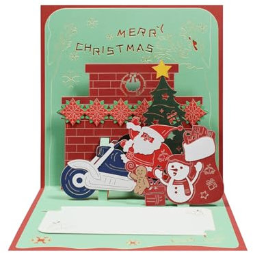 GREETING ART Pop Up Weihnachtskarte, Weihnachtsbaum und Weihnachtsmann,Weihnachtskarten 3d,Frohe Feiertage, Weihnachtskarten,Weihnachtsgrußkarte für Mama, Frau & Freundin