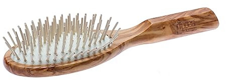 nippes Solingen OLIVIA Pneumatik-Haarbürste | Griff aus Olivenholz | Holzstifte aus Hainbuche | Sanftes Entwirren von verheddertem Haar | Minimiert das Risiko von Haarbruch und Spliss | Groß, oval