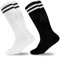 GRPSKCOS Kinder Fußball Socken, 2 Paar Fußballstutzen kinder Sport Mädchen Jungen Fußball Kniestrümpfe Kniestrümpfe Kleinkind Streifen Schuluniform Strümpfe（#1 Weiß Schwarz & Schwarz Weiß，3-6 Jahre