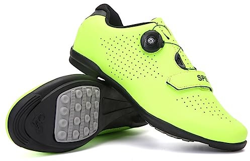 Hixingo Chaussures de Cyclisme pour Hommes, Femmes, Chaussures D'équitation sur Route et Montagne, Crampons Respirantes Semelle Dure Chaussures de Vélo sans Verrouillage