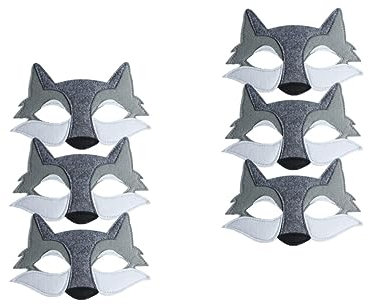 Toyvian 6 Pièces Fournitures De Mascarade Accessoires De Cosplay De Loup Animaux Pour Enfants Loup Masques Demi-masque De Loup Demi-masque En Feutre Loup Noir Robe Manquer Déguisement