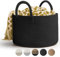 Rieeyrslza Corbeille à Linge en Coton Tissé D40 x H25 CM Panier de Rangement en Corde de Coton 32L Pliage Grande Capacité Corbeilles à Linge Avec Anse Convient à la Décoration Intérieure(Noir)