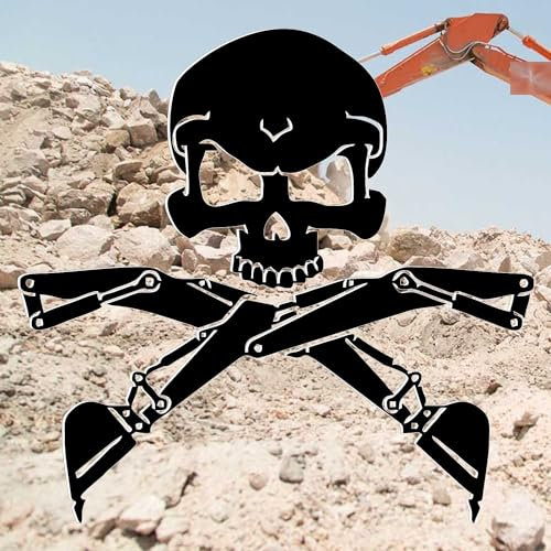 Rakelfix Cooler Bagger-Totenkopf Aufkleber Tiefbau Strassenbau Abriss Kran Erdarbeiten Sticker Totenkopf Bagger