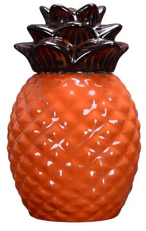 TYMYYS Pot De Stockage De Thé En Forme D'ananas En Céramique, Air-Pot De Rangement De Cuisine étanche, Sucrier Avec Couvercle-Orange-1