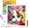 GHHKUD Diamond Painting Kinder mit Rahmen 5D Katze Diamant Painting Bilder Kinder-Diamond Painting Set Diamanten Painting für Kinder und Mädchen Erwachsene-Diamant Bilder mit Bilderrahmen 18x18cm