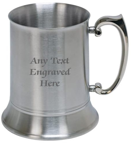 1stclassgifts [Custom] Personalised Stainless Steel US 1 Pint Tankard (500ml) - Any Text You Want