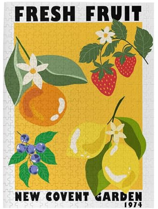 Fruit Market New Covent Garden Print - Yellow Colourful Retro Art, Groovy Kitchen Art, 1970s, Bright Bold Fruit, London Art,Jigsaw Puzzle 1000 Puzzle Pieces,Puzzle Enthusiasts