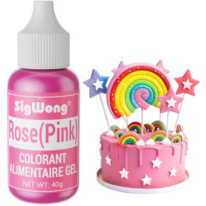 Colorant Alimentaire Gel, 40g Colorant Alimentaire Concentré pour GâTeaux, Cuisson, DéCoration, Comestible Inodore Peinture Alimentaire pour Slime, Fondant, Biscuits, Sans Goût-Rose(Pink)