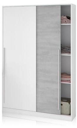 Armoire À Portes COULISSANTES TAURO - Blanc/Ciment