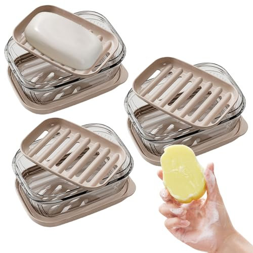 GOEDCH 3 Pièces Boîte à Savon: Boite Savon Voyage Etanche Portable de Voyage, Porte-Savon Étanche et Scellé, Support Savon Portable, avec Égouttoir Amovible et Couvercle Étanche pour Maison