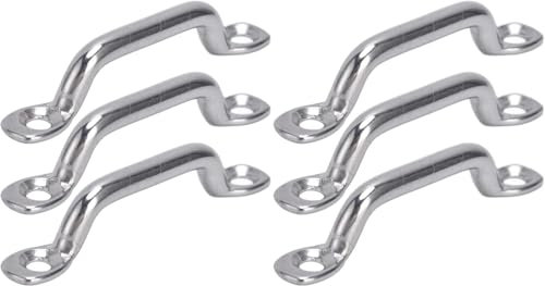 Placa de ojo de cubierta, paquete de 10 ganchos de fijación, placa de ojo de tornillo de 5 mm Clip de correa de acero inoxidable Hardware marino Placa de cubierta Kit de fijación de placa de ojo