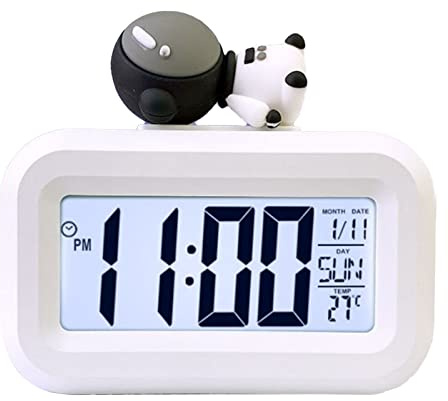 Jwthee Cartoon niedliche elektronische Uhr, multifunktionaler digitaler Wecker mit Innentemperatur-LED-Anzeige, Kalender, Tischuhr für Schlafzimmer (Astronaut)