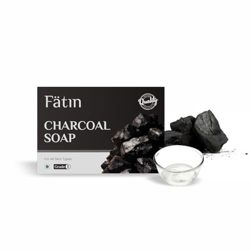 Fätin Charcoal Soap (Pack of 6) with Bamboo Charcoal and Glycerine | Detoxifying | 76% TFM Soap | For all Skin Types | 100G * 6 Soap Bar