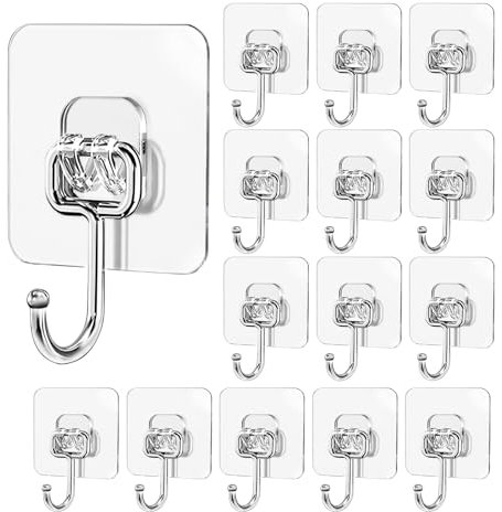 Dorocola Klebehaken Extra Stark 14 Stück Selbstklebend Haken Transparent(Max 15kg) 7x7cm Klebehaken Wasserdicht Handtuchhaken Große Klebehaken Transparent Haken zum Kleben Badezimmer Küche