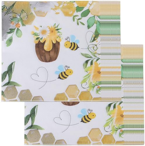 Partyservietten Süßem Bienenmotiv, 40 Stück, Einweg-papiertaschentücher, Papierservietten Naturmotiv, Bedruckte Servietten Für Familienbankett, Küche