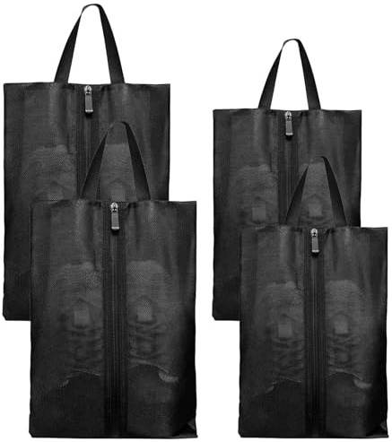 EUIEUT 4 Sacs à Chaussures de Voyage 2 Tailles, Sac à Chaussures Portable, Organisateur de Chaussures de Voyage, Sac à Chaussures en Maille, Sacs à Chaussures avec Fermeture à Glissière, pour Valise