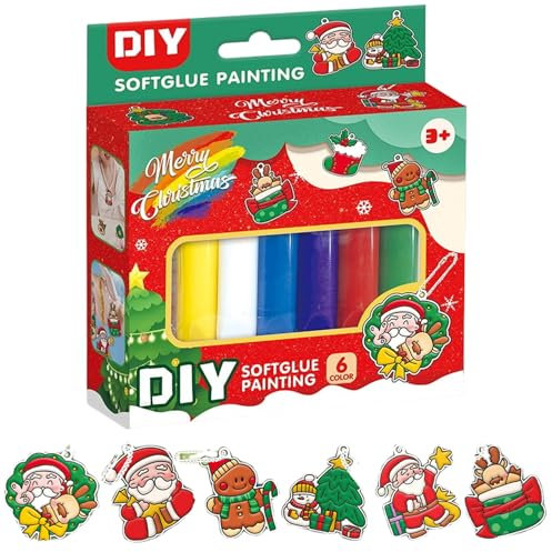 Arts and Crafts Set Christmas DIY Crystal Paint Arts and Crafts Set Multiple Color Crystal Paint with Xmas Pendant Kit DIY Crystal Painting for Winter Wall Door Window Decor, Arts and Crafts