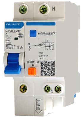 IONQXIDLD Disjoncteur 1P+N 2P 3P 3P+N 4P 10A 16A 20A 25A 32A disjoncteur à Courant résiduel NXBLE-32(32A)