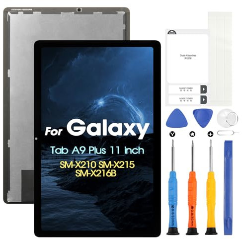 für Samsung Galaxy Tab A9 Plus LCD Display für Galaxy Tab A9+ SM-X210, SM-X215, SM-X216B LCD Bildschirm Digitazer Full Assembly mit Reparatur Set, Schwarz, 11 Zoll