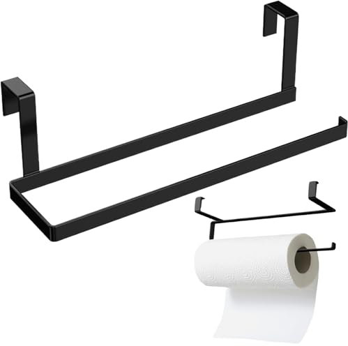 Jorzer Paper Towel Holder Cabinet Door 10 x 2 x 3 Sturdy Over the Door Paper Towel Holder Creative Paper Towel Holder No Drill Roll Paper Towel Holder for Kitchen Bathroom