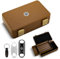 CLZOONG Zigarren Reise Humidor mit Luftbefeuchter und Hygrometer, Zigarrenkoffer mit 3 Zigarrenschneidern, hält bis zu 10 Zigarren (braun)