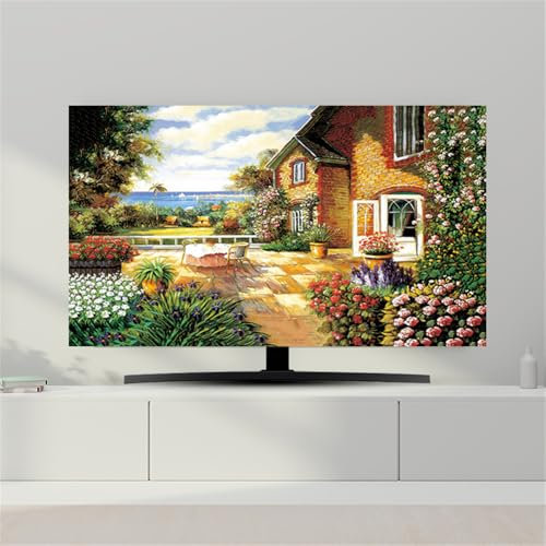 Hixingo Cubierta Antipolvo para TV, Funda para Televisor Elástico Protector para Smart TV Cubierta de Televisión Pantalla de Funda impresión de Cuadro (75,Casa)