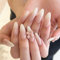 Almond Fake Nails Medium Long - 24PCS French Tip False Nails with Bow - Nude Glossy Stick On Nails with Glue - Full Cover Ellipses Fake Nails with Glue For Women Girls Valentine's Day Nail Art