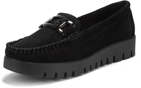 FILIPPO Plateau Loafer Damen Leder - Slipper & Mokassins für Damen | Wildleder, leicht, für den Alltag