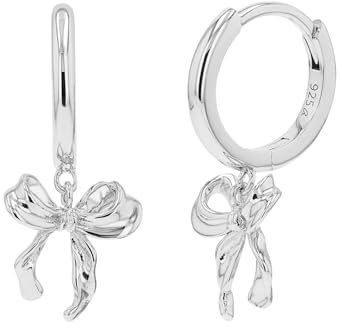 NOELANI Creolen 925 Sterling Silber Damen Ohrschmuck, 2,4 cm, Silber, Schleife, Kommt in Schmuck Geschenk Box, 2039647