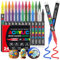 Funnasting 24 Couleurs Feutre Acrylique, Tête de Brosse Douce Marqueur Peinture Acrylique pour Coloriage, Verre, Tissu, Oeuf, Pétroglyphes et Bricolage Arts & Crafts Fournitures