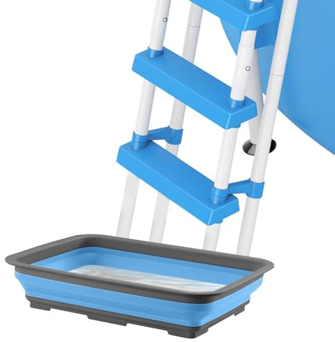 GZWY Pool Fußbadwanne, Pool Zubehör Rutschfestes Faltbare Fußbad für Pool, Tragbare Fußwanne für Pool, Fußwanne für Poolleiter für Oberirdisches Poolzubehör, Füße Spülen, Pool Sauber Halten (Blau)
