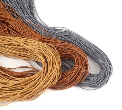 TOAOB 105m Waxed Cotton Cord 1mm Dark Grey Light Yellow Red Brown | Leather Cords, Jewellery Making Necklaces, Bracelets Dreamcatcher, DIY Craft