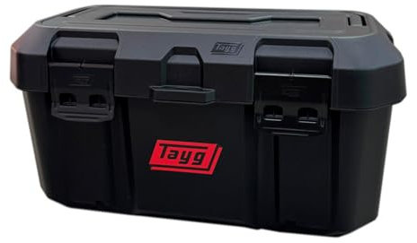 Tayg Werkzeugkasten 46, schwarz, herausnehmbarer Koffer und Innenfach, Metallverschlüsse aus Stahl, großer Griff, belastbar bis 120 kg, leere Werkzeugkiste aus Polypropylen, 500 x 279 x 254 mm