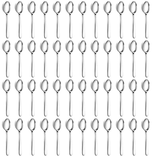LDXDRU 48er Set Teelöffel-Set, 15cm Kaffeelöffel Edelstahl, Espressolöffel Löffel Dessertlöffel, Kleine Löffel für Küche und Restaurant Spülmaschinenfest Silber