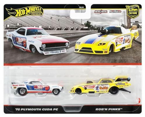 Hot Wheels JBL01 Premium Miniautos 72 Plymouth Cuda FC/Rob N, Rosa, 2 Stück