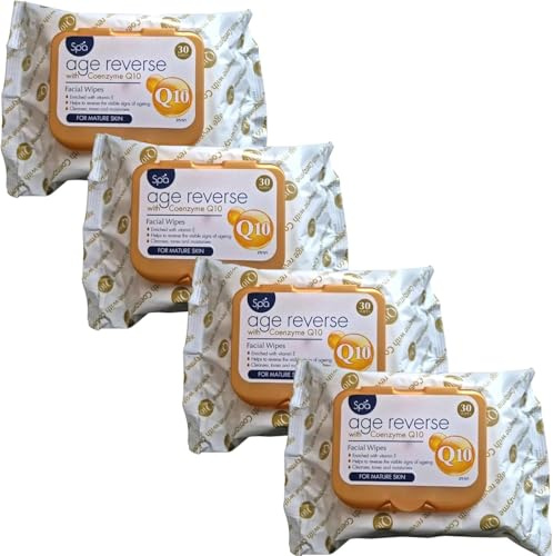 Age 40 Plus Reverse Facial Wipes for Mature Skin with Q10 Coenzyme (120 Wipes (4 Packs))
