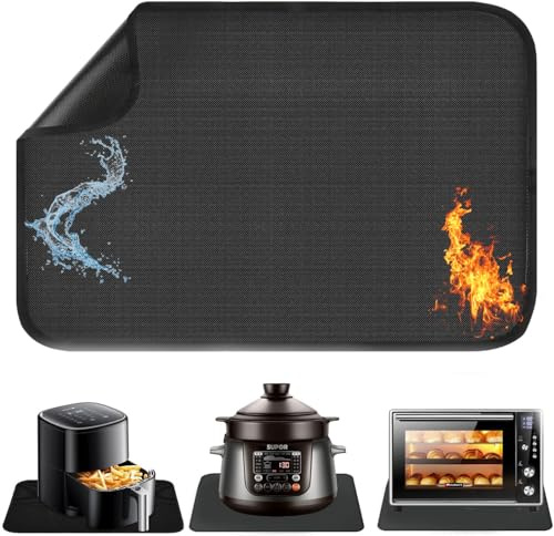 Hitzebeständige Feuerfeste Unterlage für Luftfritteuse, 60x40cm glasfasersilikon-Feuerschutzmatte für Küchenarbeitsplatten, Anti-Rutsch Wasserdichte, für Luftfritteuse, Mikrowelle, Toaster