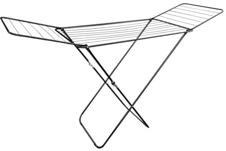 Amig - Klappbarer Wäscheständer mit Flügeln Mod. Aeria ZenRack - Robuster Stahl - Wäschetrockner - Einfacher Aufbau und Faltmechanismus - 18 m Trockenfläche - Maße 180x55x95 cm - Farbe Schwarz