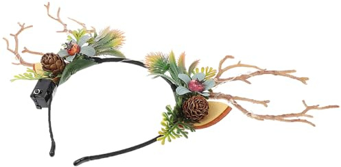 Leuchtendes Rentiergeweih Haarband für Weihnachten, Party Kopfschmuck | Kreativer Dekor mit Kunstblumen und Stahl, Einzigartiges Design für Fotos, Festival Feiern